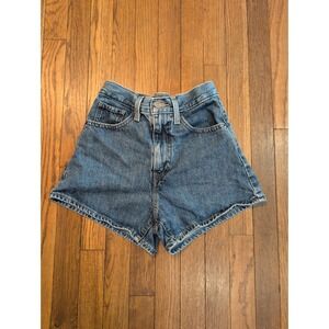 Levis High Waisted Mom Shorts 24 Stonewashed Blue Denim Cotton Red Tab